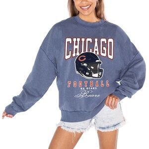 Gameday Couture Unisex Navy Chicago Bears Vintage Wash Crewneck Fleece Pullover